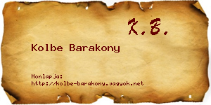Kolbe Barakony névjegykártya